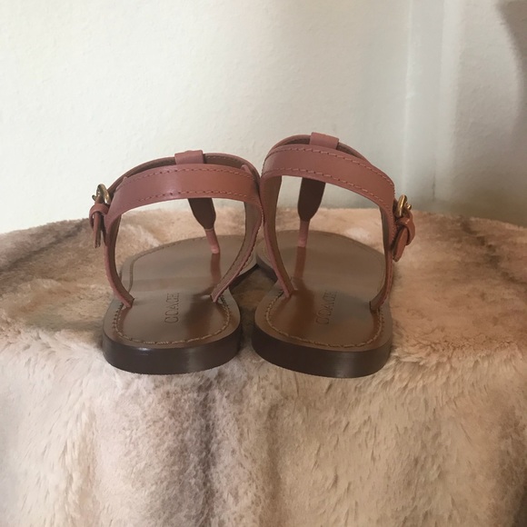 NEW COACH LEATHER T STRAPPED SANDALS - Picture 5 of 6